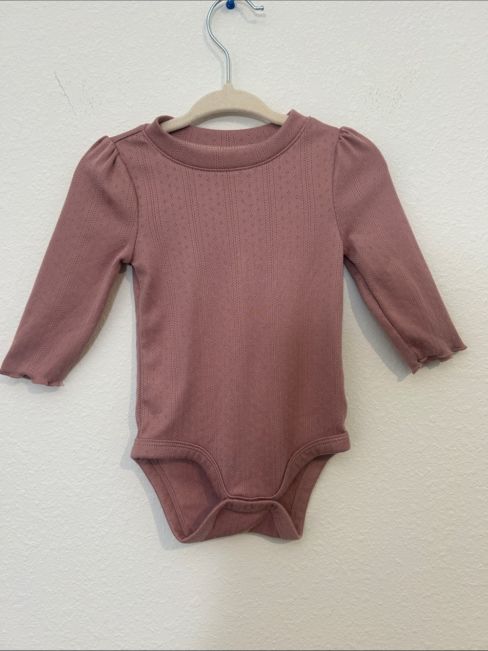 cloud island Mauve Long-Sleeve Ribbed Baby Bodysuit and Pink Polar Set